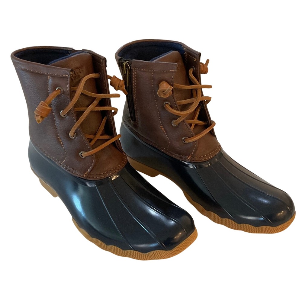 Sperry Saltwater Kids Girls Navy Rubber Rain Boots Size 6M